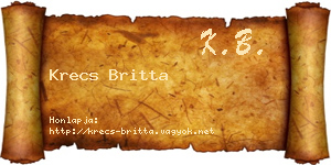 Krecs Britta névjegykártya